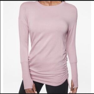 Athleta Dristi lavender tunic with thumbholes & ruched sides $80 - Medium